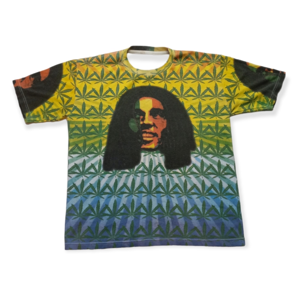 VINTAGE 90s BOB MARLEY AOP WEED TEE